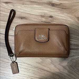 Coach Tan Leather Wristlet